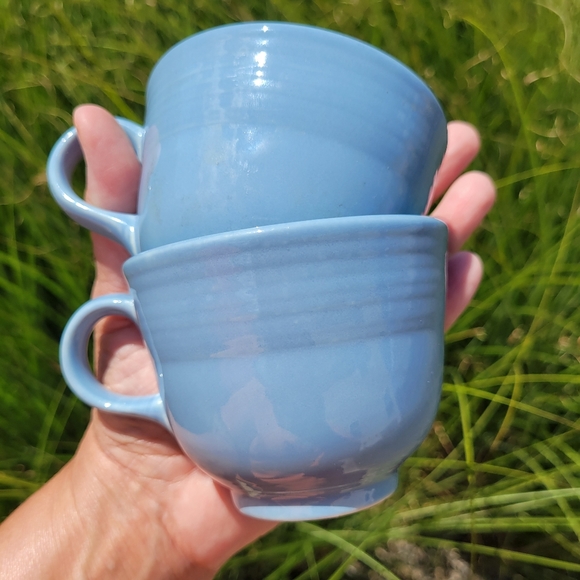 2 Sets Post-86 Fiesta Periwinkle Blue Cups & Saucers~ Fiestaware ~ Retired Color - Picture 3 of 16